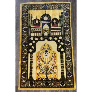 Vintage Large Prayer Rug Islamic Muslim Holy Kaaba Mecca Mat Raised 3D Colorful